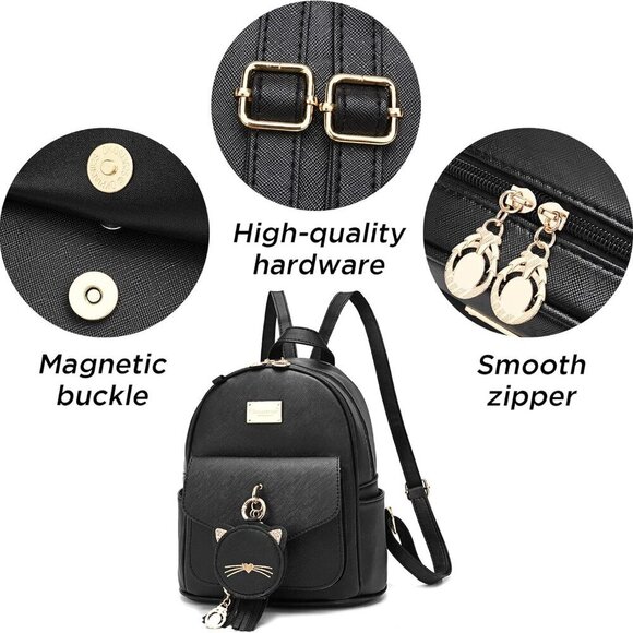 Girls Mini Leather Backpack Purse with Coin Pouch Compact Daily Use